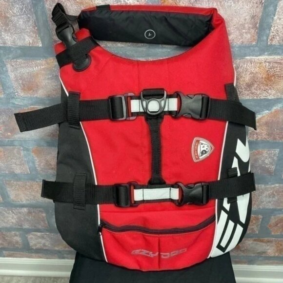 Dog/Pet Floatation Device w/External Pocket. Color Black/Red - Picture 2 of 2